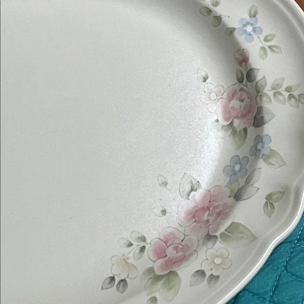 Vintage Pfaltzgraff Oval Ceramic Serving Platter Tray Tea Rose Pattern